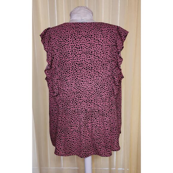 LOFT Blouse Top Womens Size 18 Pink V Neck Button Pullover - Picture 2 of 4